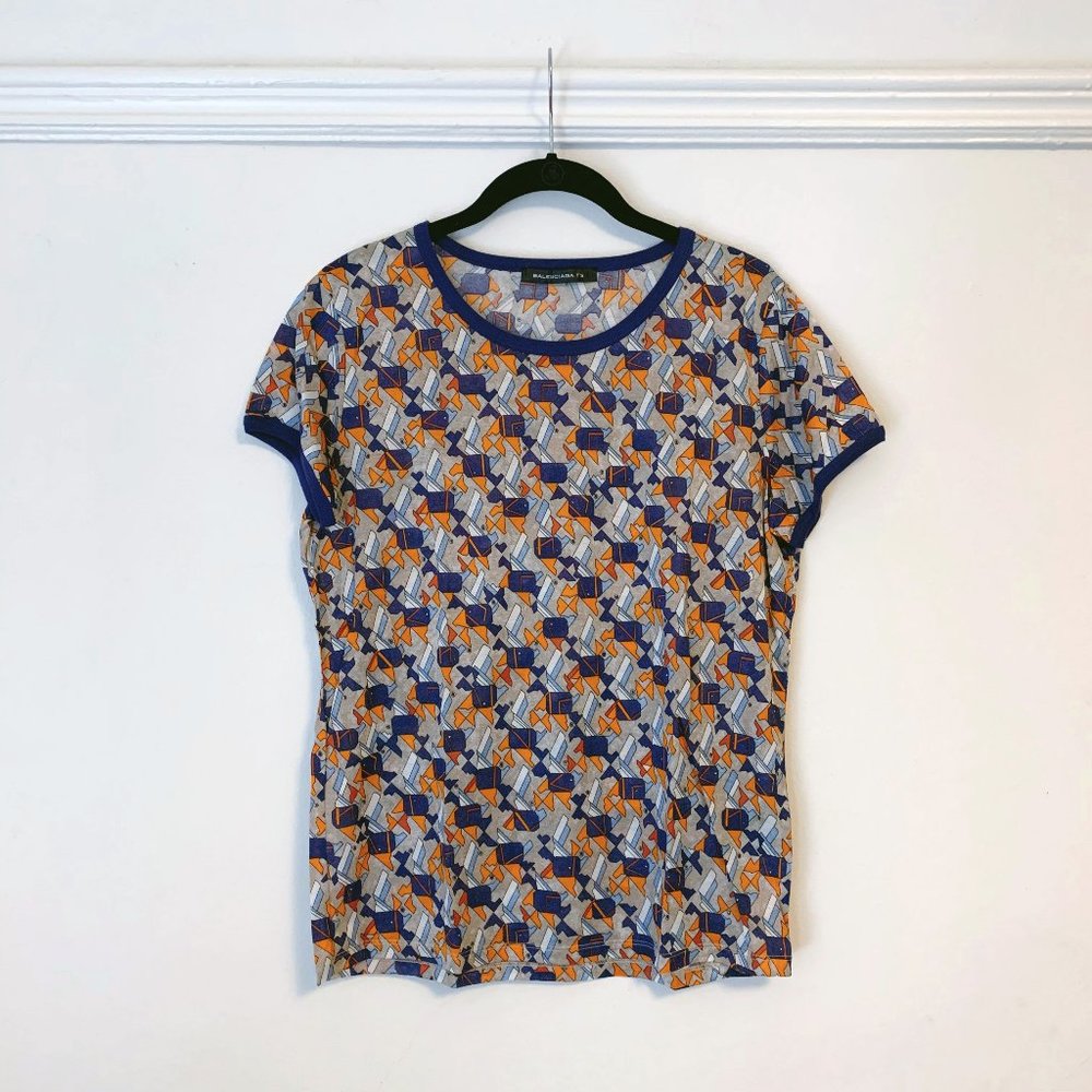 BALENCIAGA Geometric Print Cotton T-Shirt